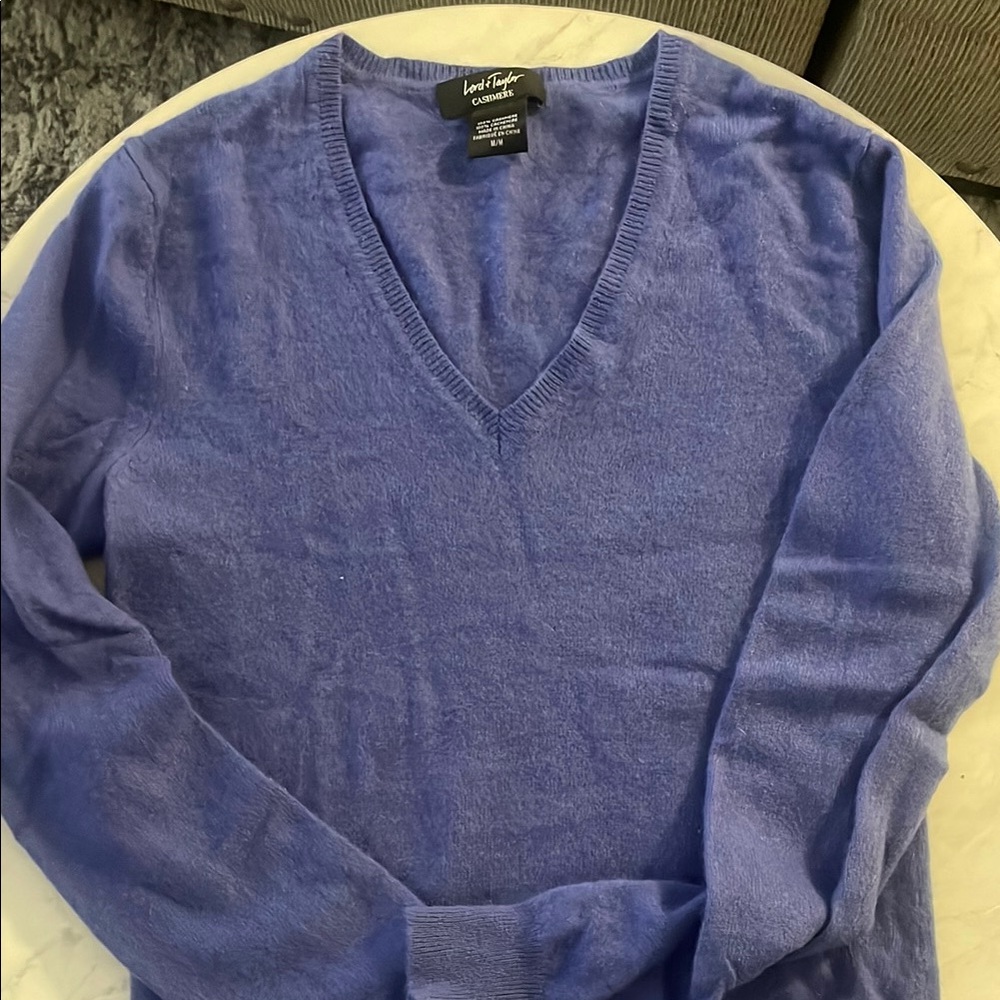 Lord & Taylor Blue V-Neck Sweater